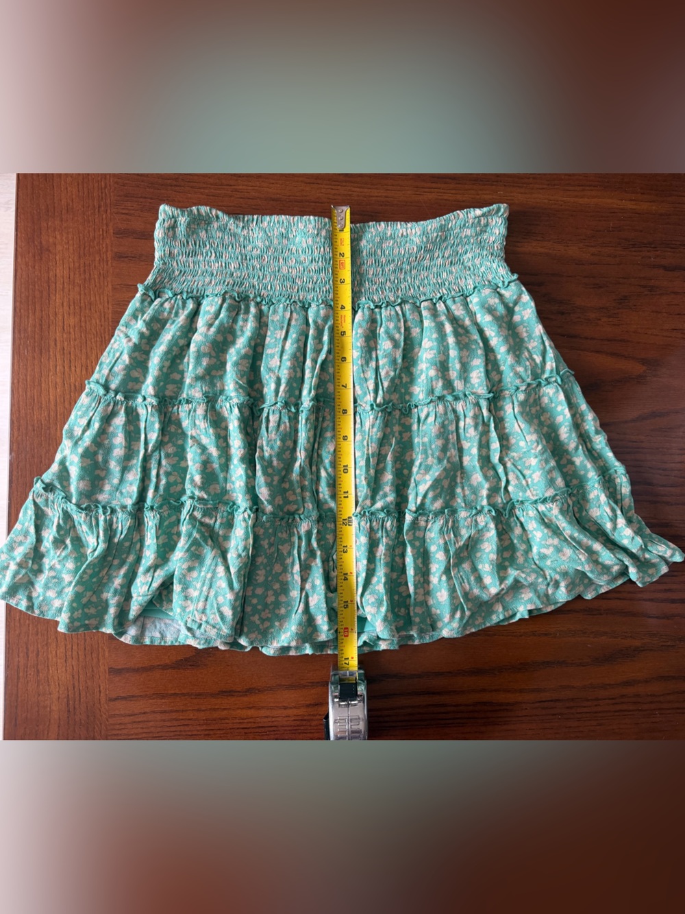 American Eagle Outfitters Mint Green Tiered Smocked Mini Skirt